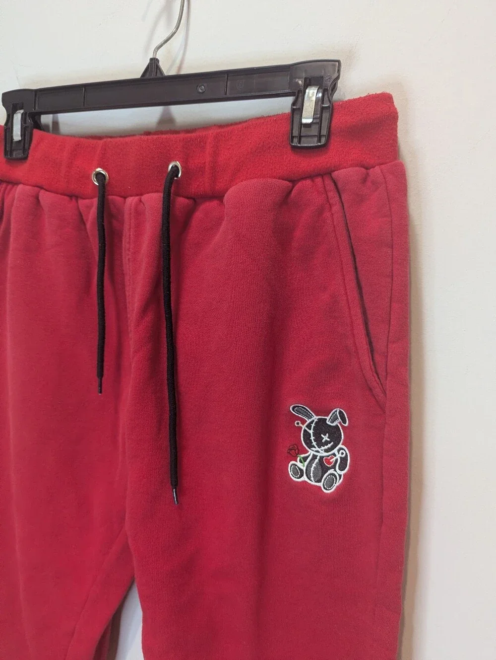 BKYS Lucky Charm Red Cotton Sweatsuit With Rhinestone Bunny Kids Size XL